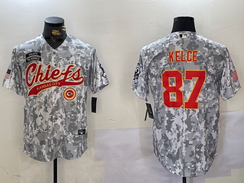 Men Kansas City Chiefs #87 Kelce Nike Arctic Camo 2024 Salute to Service Limited NFL Jersey style 2->kansas city chiefs->NFL Jersey